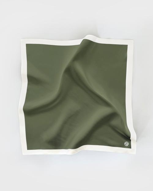 Border print scarf -Green - 50cm