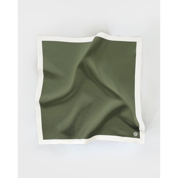 Border print scarf -Green - 50cm