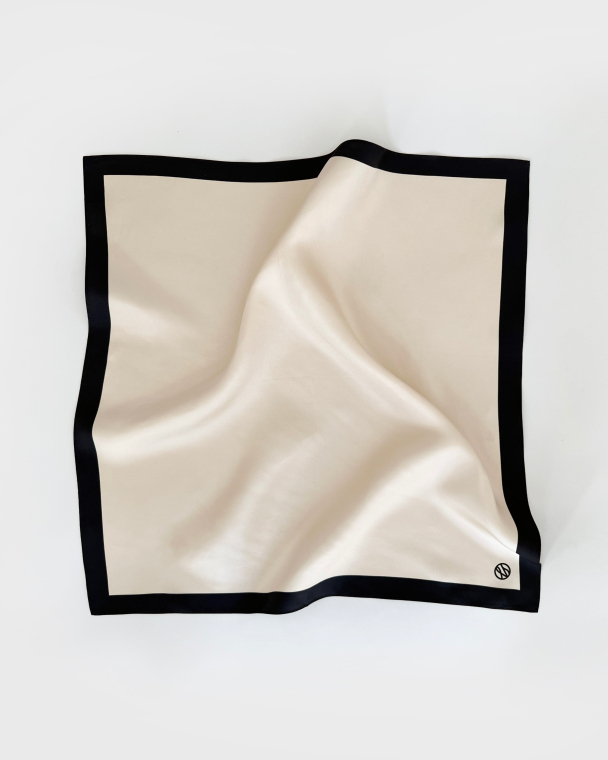 Border print scarf -Sand - 50cm - Image 1