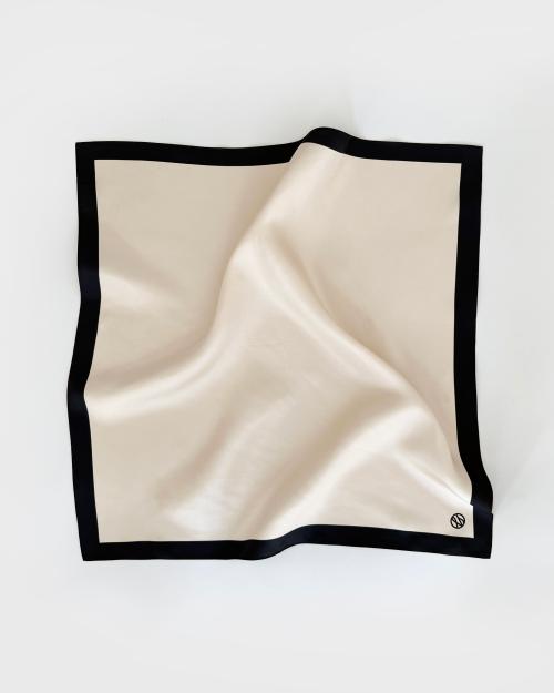 Border print scarf -Sand - 50cm
