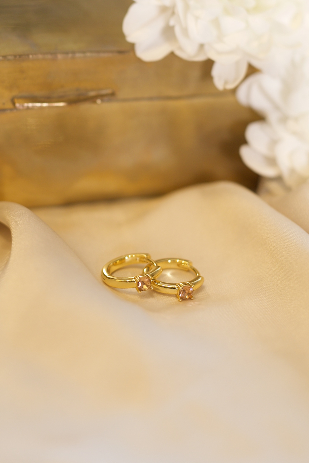 Classy crystal hoops - champagne