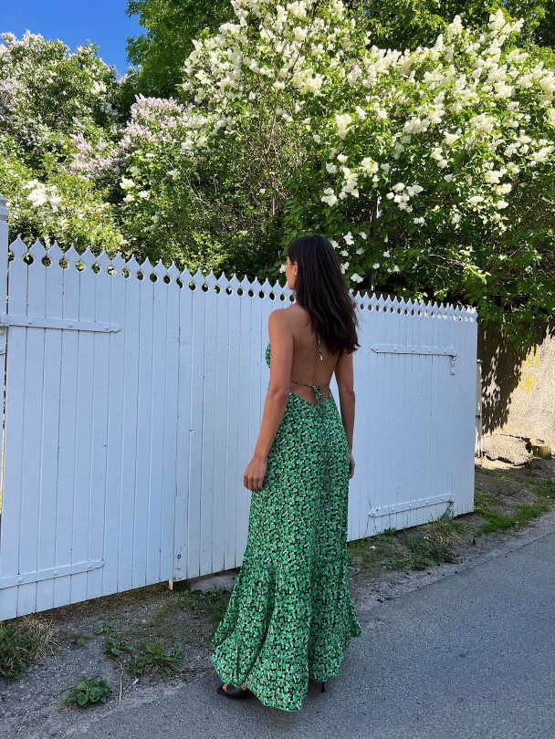 Fine Jacquard Maxi Dress - Classic Green Comb - Image 8