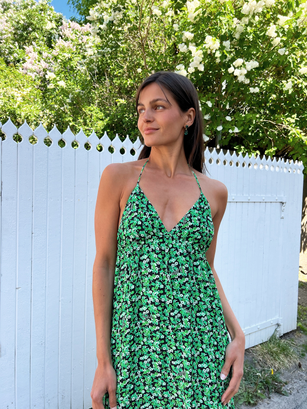 Fine Jacquard Maxi Dress - Classic Green Comb - Image 9