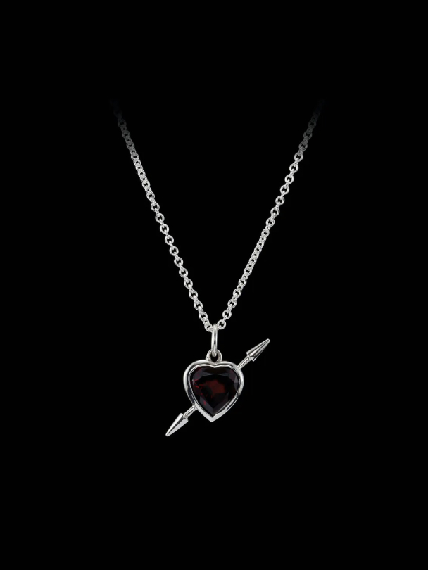 Rebel Love Necklace - Silver - Garnet - Image 1