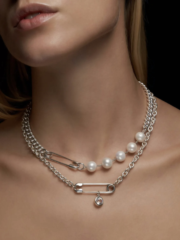 Rebel Necklace - Silver - Freshwater Pearl - Image 3