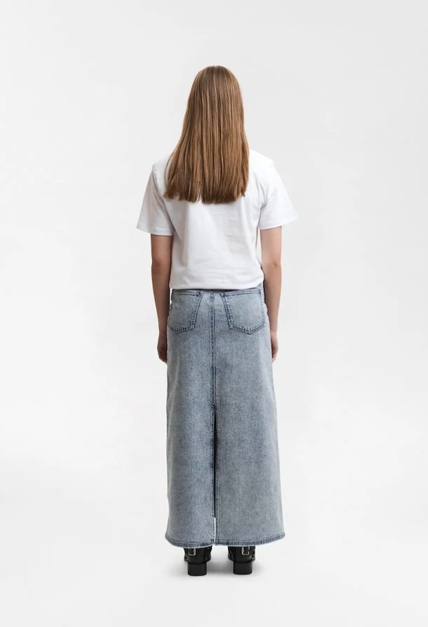 Janice Long Skirt - Washed Mid Blue  - Image 2