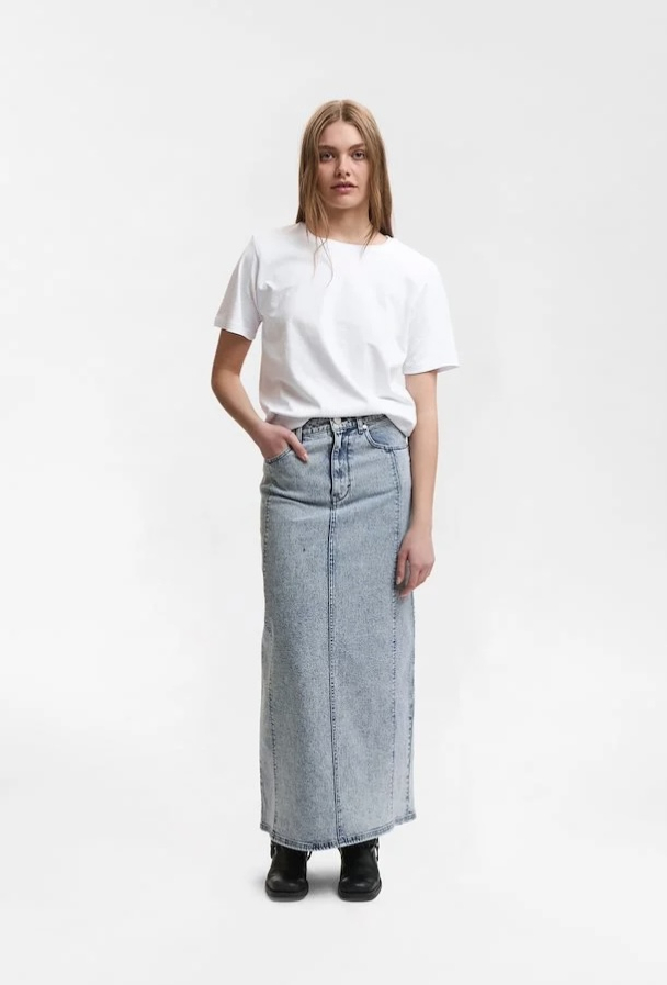 Janice Long Skirt - Washed Mid Blue  - Image 3