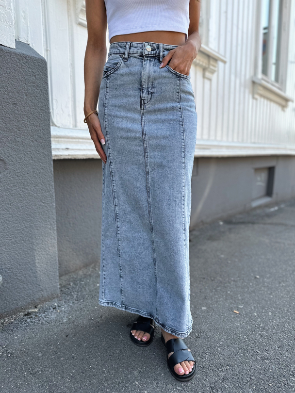 Janice Long Skirt - Washed Mid Blue  - Image 1
