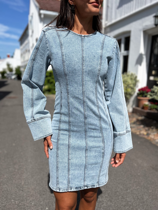 Janice Short Dress - Washed Mid Blue  - Image 1