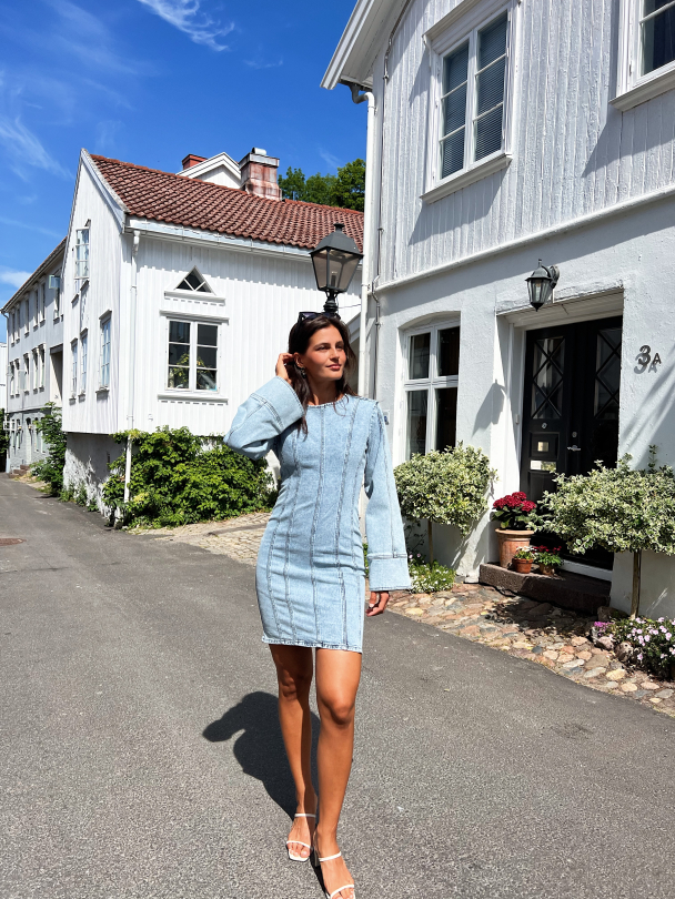 Janice Short Dress - Washed Mid Blue  - Image 10