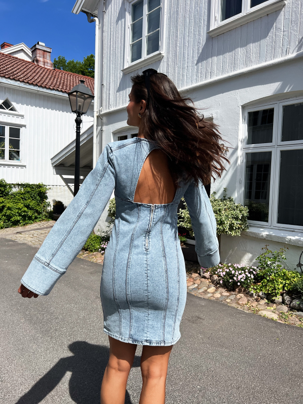 Janice Short Dress - Washed Mid Blue  - Image 11