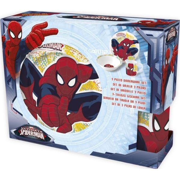 Barnesett i keramikk 3 deler, Spiderman