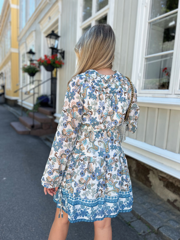 Marybeth Honeycomb Smocked Mini Dress - Border Paisley  - Image 3