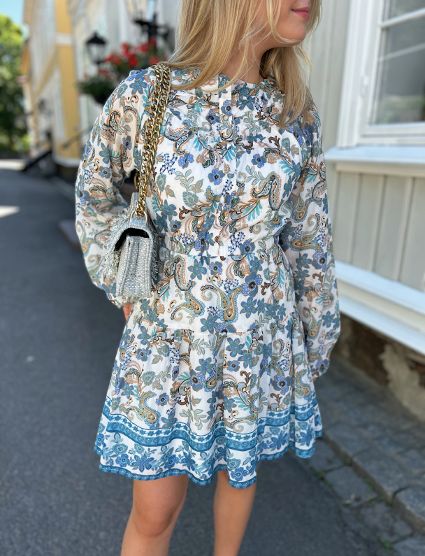 Marybeth Honeycomb Smocked Mini Dress - Border Paisley  - Image 1