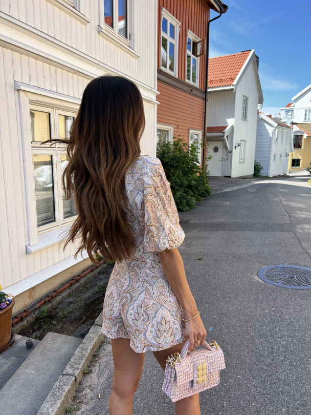 Elsa Puff Sleeve Tie Front Crop Top - Ornamenta L Floral - Image 5