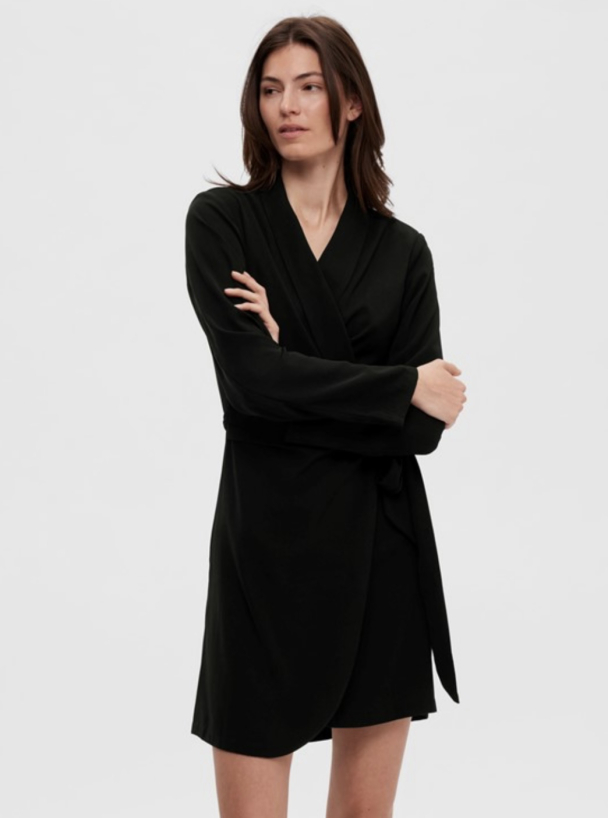 Patricia Short Wrap Dress - Black  - Image 2