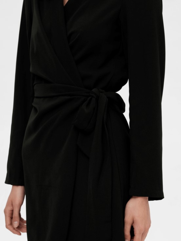 Patricia Short Wrap Dress - Black  - Image 4