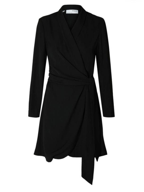 Patricia Short Wrap Dress - Black  - Image 1