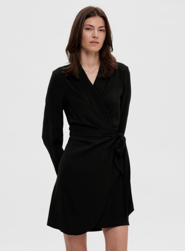 Patricia Short Wrap Dress - Black  - Image 5