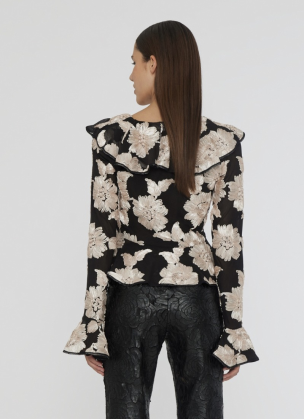 Flower Mesh Ruffel Top - Oyster Mushroom Comb - Image 2