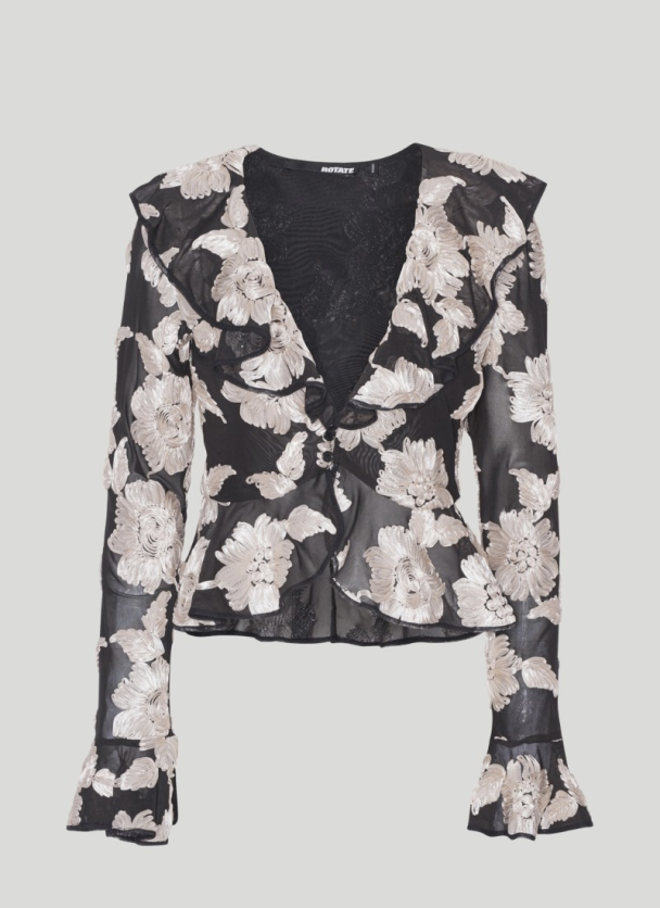 Flower Mesh Ruffel Top - Oyster Mushroom Comb - Image 4