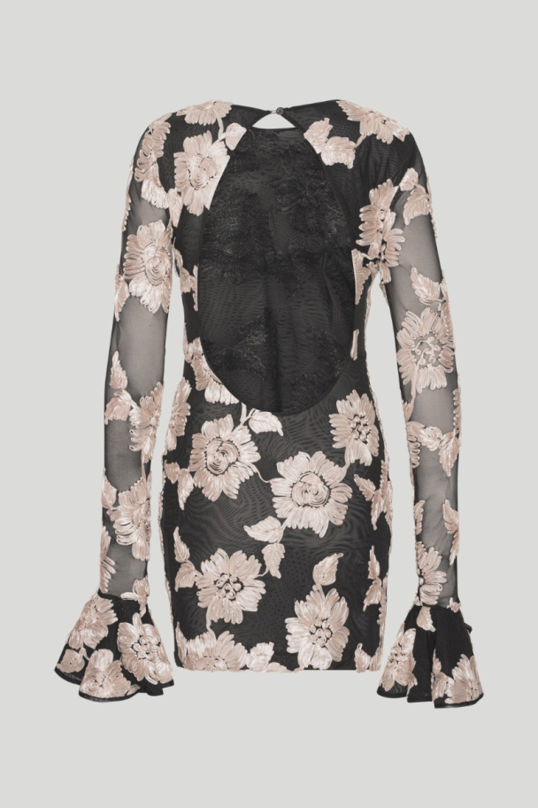 Flower Mesh Mini Dress - Oyester Mushroom comb - Image 3
