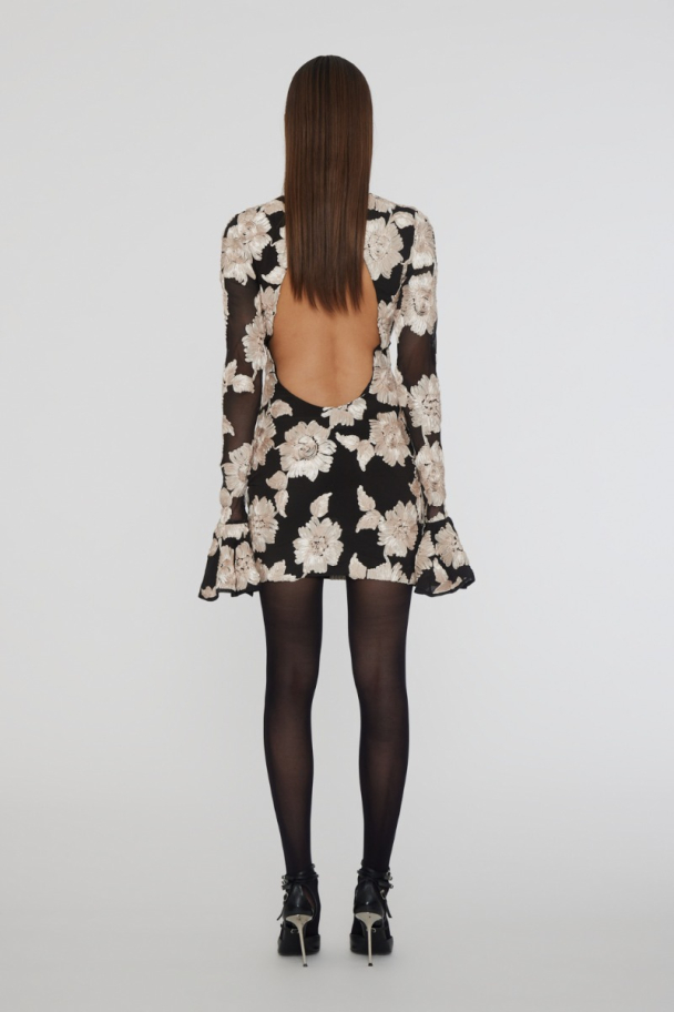 Flower Mesh Mini Dress - Oyester Mushroom comb - Image 4