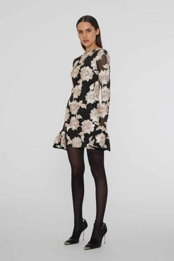 Flower Mesh Mini Dress - Oyester Mushroom comb - Image 5