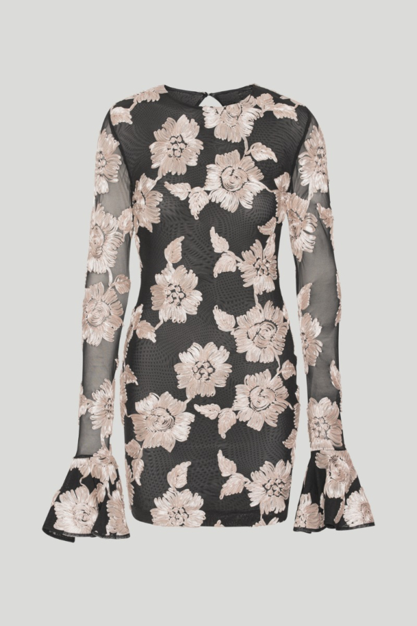 Flower Mesh Mini Dress - Oyester Mushroom comb - Image 6