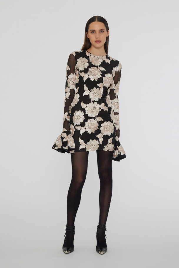 Flower Mesh Mini Dress - Oyester Mushroom comb - Image 7