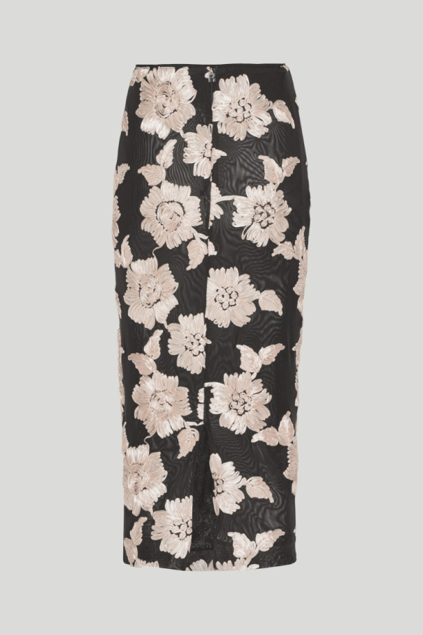 Flower Mesh Midi Skirt - Oyester Mushroom comb - Image 3