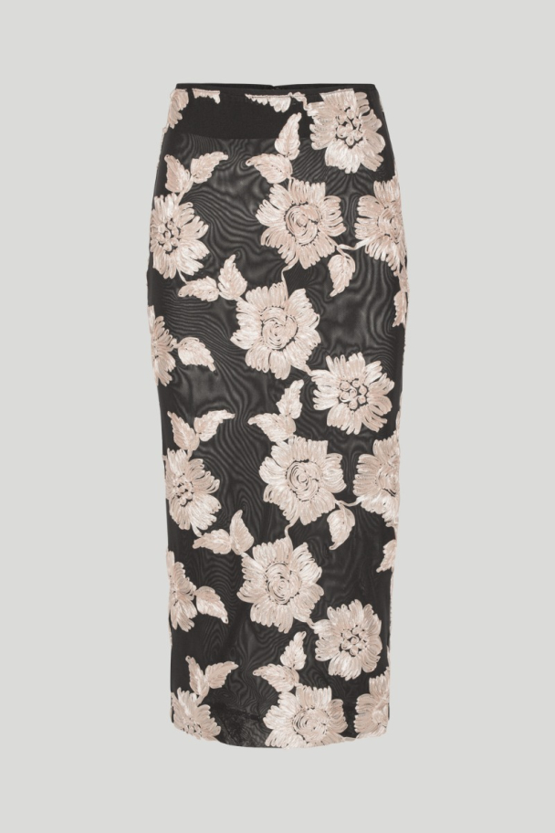 Flower Mesh Midi Skirt - Oyester Mushroom comb - Image 4