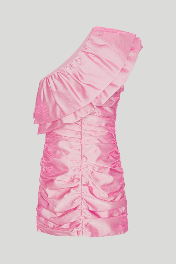 Sheer Stain Ruffel Dress - Cameo Pink  - Image 2
