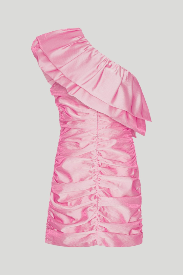 Sheer Stain Ruffel Dress - Cameo Pink  - Image 7