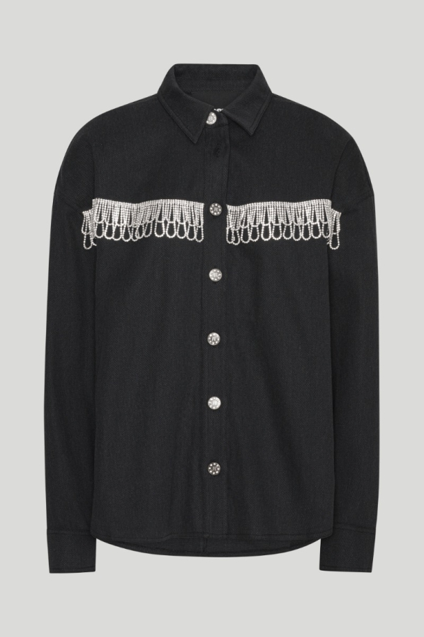Twill Oversize Shirt - Black  - Image 3
