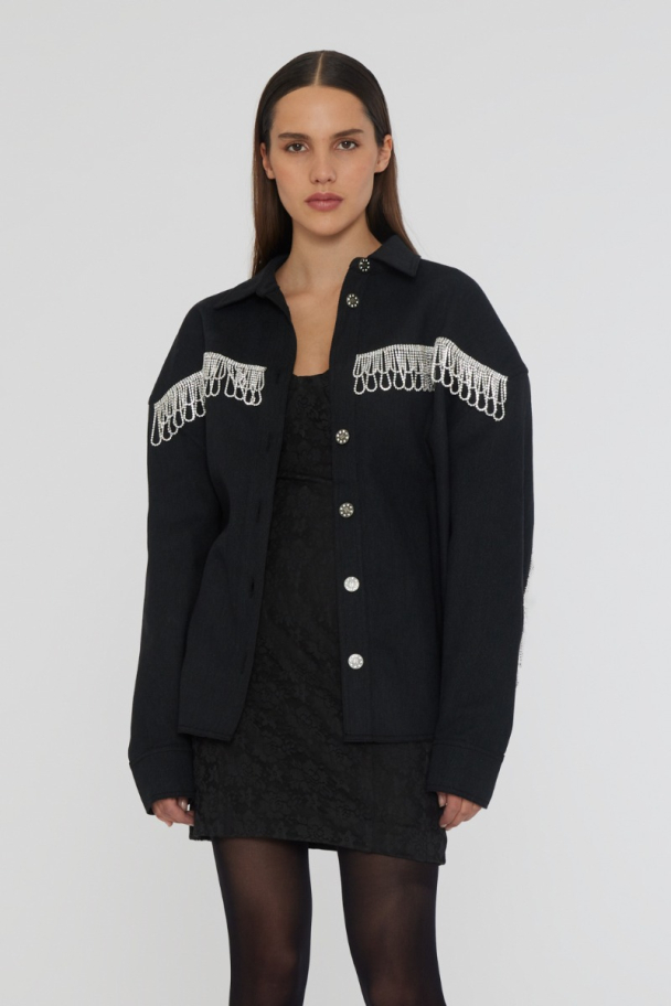 Twill Oversize Shirt - Black  - Image 5