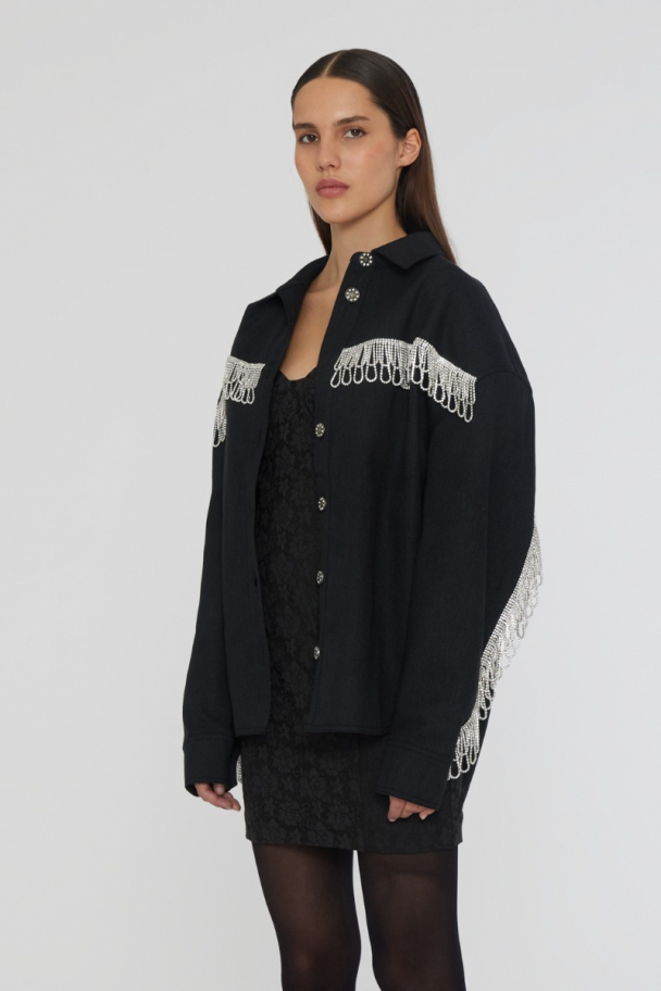 Twill Oversize Shirt - Black  - Image 6