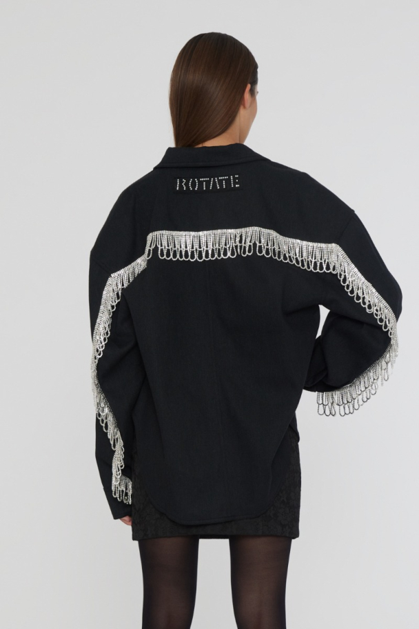 Twill Oversize Shirt - Black  - Image 7