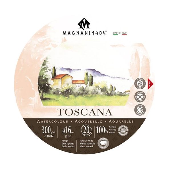 Magnani Toscana Watercolour Rough 300g 20ark – Rund 16cm