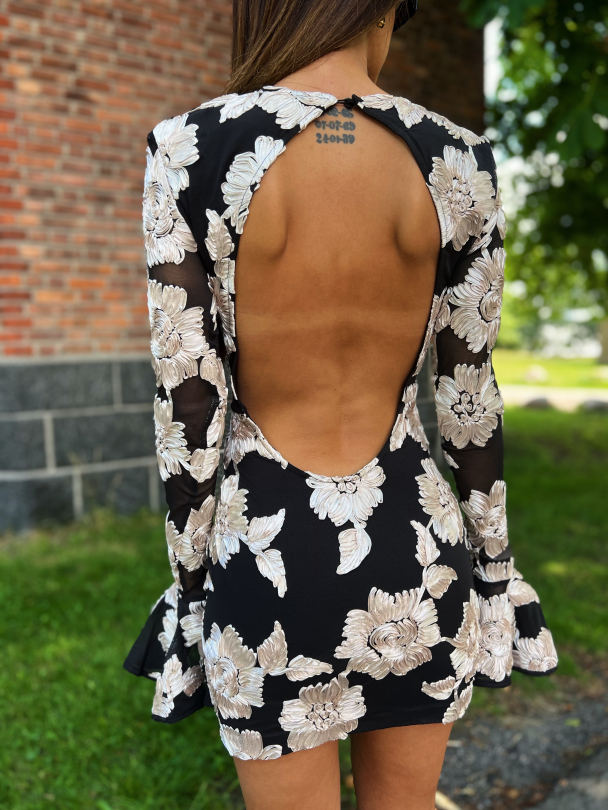 Flower Mesh Mini Dress - Oyester Mushroom comb - Image 8