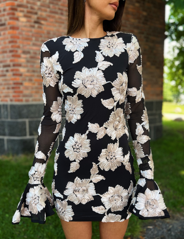 Flower Mesh Mini Dress - Oyester Mushroom comb - Image 1