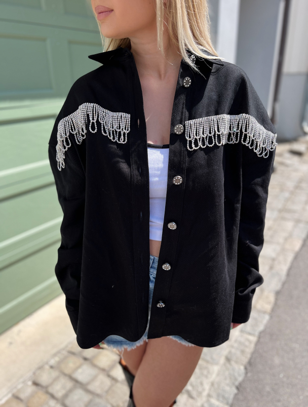 Twill Oversize Shirt - Black  - Image 1