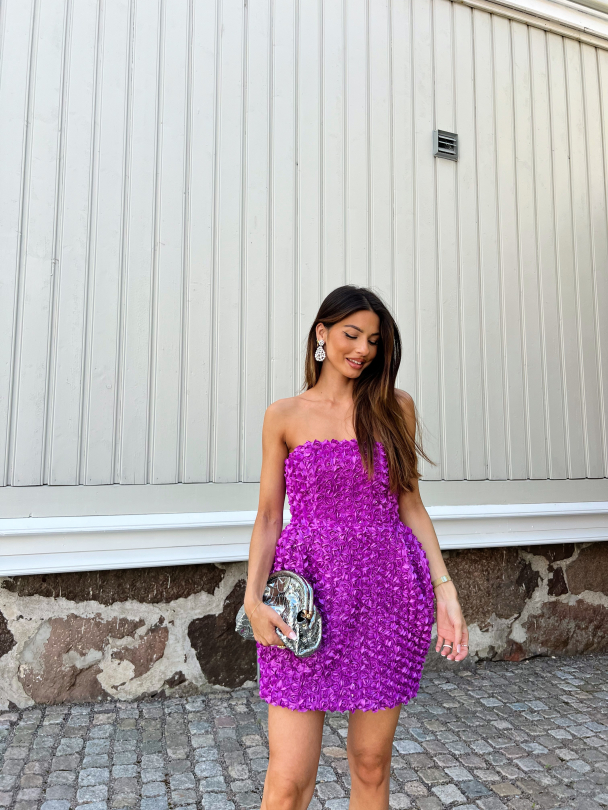 3D Flower Mini Dress - Purple Cactus Flower  - Image 10
