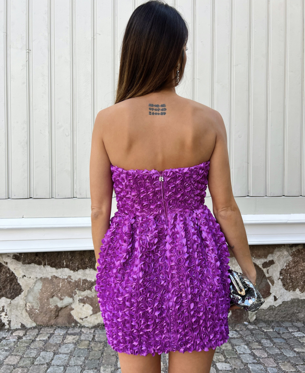 3D Flower Mini Dress - Purple Cactus Flower  - Image 12