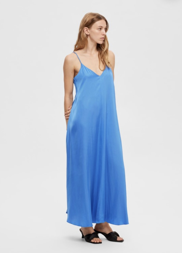 Thea Ankle Satin Strap Dress - Nebulas Blue  - Image 5