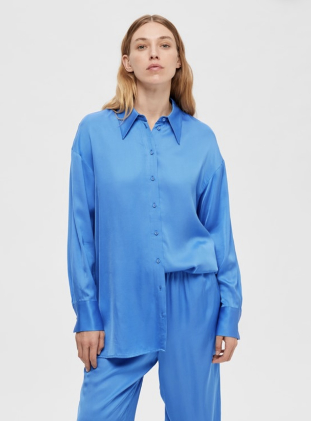 Thea Satin Shirt - Nebulas Blue  - Image 4