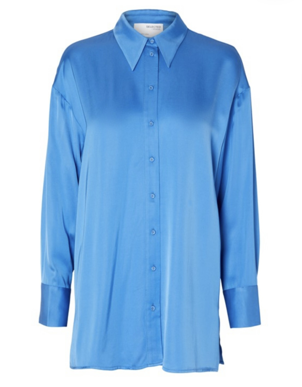 Thea Satin Shirt - Nebulas Blue  - Image 1