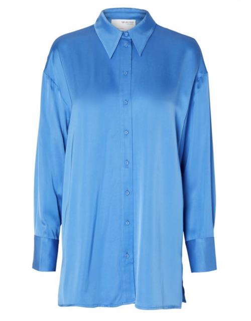 Thea Satin Shirt - Nebulas Blue 