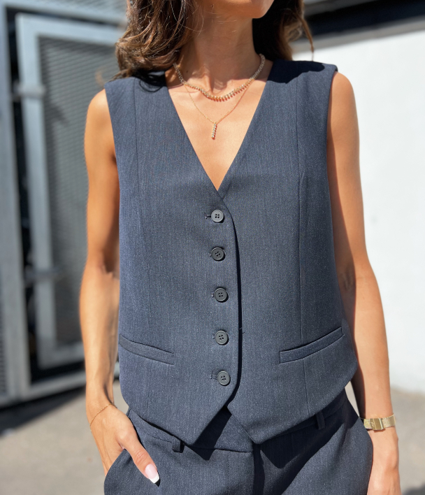 Rita Vest Dark Sap Mel - Dark Sapphire/detail Melange - Image 1