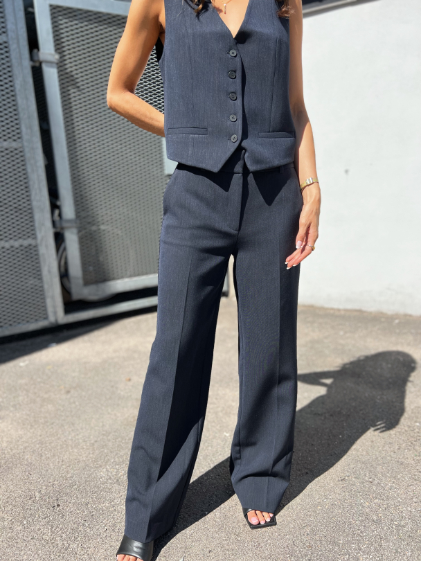 Rita Wide Pant - Dark Sapphire/Melange - Image 1